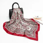 Design Scarf Design 90x90 Cm Women Lady Printed Luxury Vintage Band Square Hijab Satin Silk Scarf