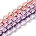 9mm Pink Purple Color Glass Round Loose Pearl Strand Jewelry Type Beads For Women Jewelry
