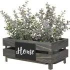Pot Vintage Grey Wooden Box Style Plant Pot Box With Blackboard Label