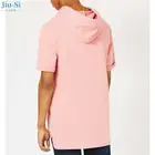 Pink Hoodies 2021 New Fashion JS Mens Hip Hop Longline Pullover Short Sleeve Pink Fixed Hem Oversized Hoodies