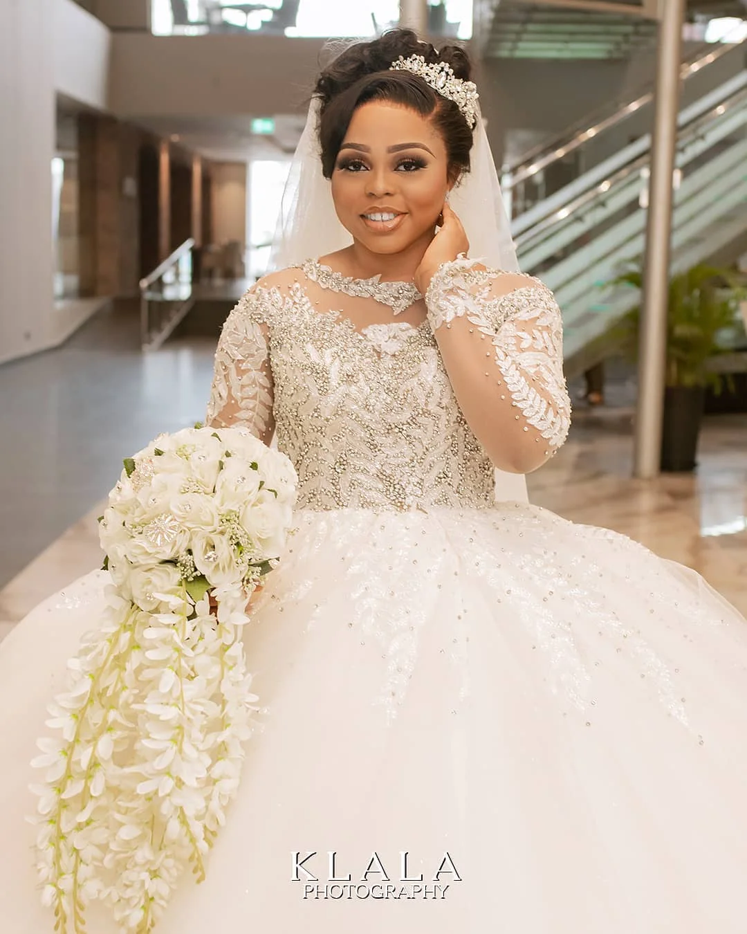 long sleeve cathedral train wedding dress