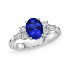 Tanzanite 925 Sterling Silver Hot Selling Baguette CZ Jewelry Blue Oval Tanzanite Engagement Ring