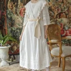 Cotton Factory Wholesale Price Summer Embroidered Eyelet Lace Cotton Fabric Dress Casual White Dresses STDN0060