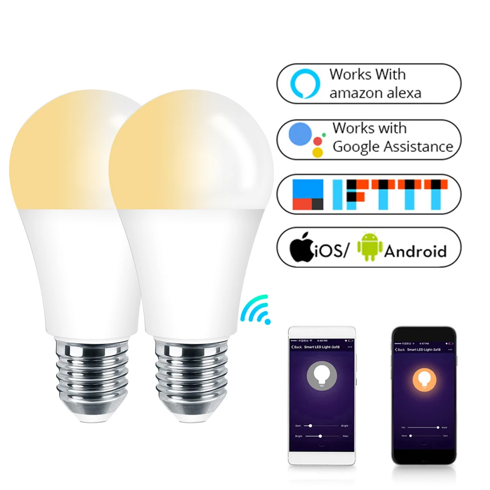 9W WIFI Smart E27 LED Light Bulb RGB Dimmable For Alexa Google APP Control 
