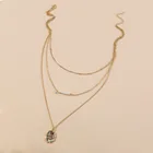 Round Pendant Necklace Fashion Natural Abalone Shell Round Pendant Multilayer Pearl Necklace