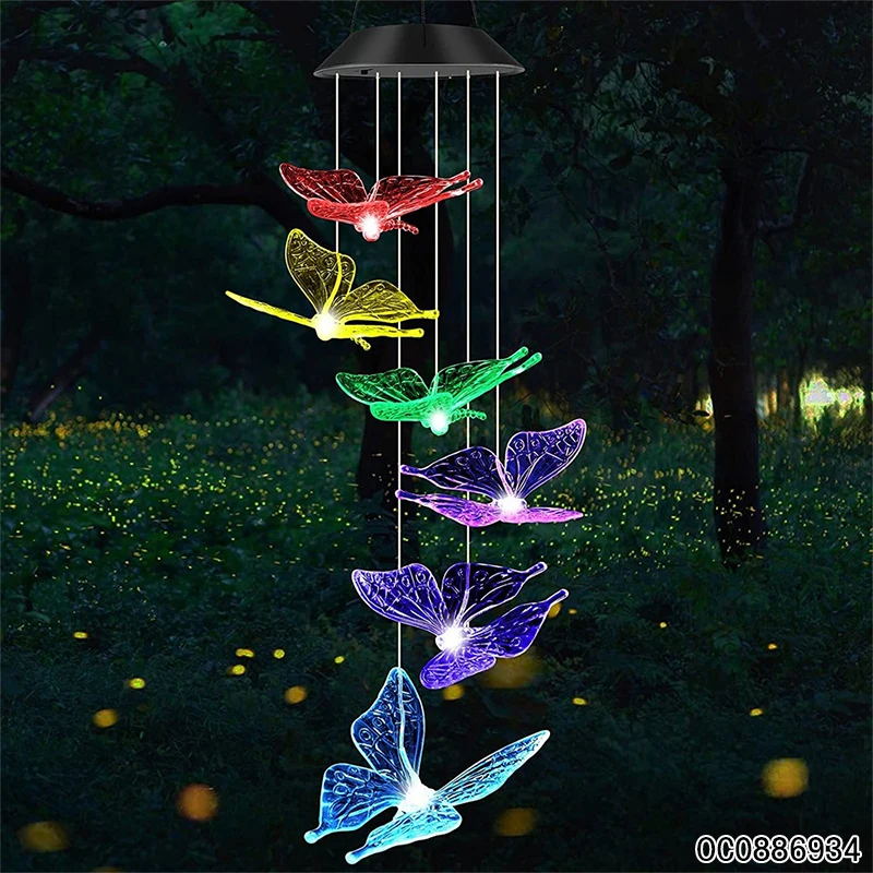 Butterfly shape wind chimes hanging decorations hanging lamp lighting led decorative pendant light