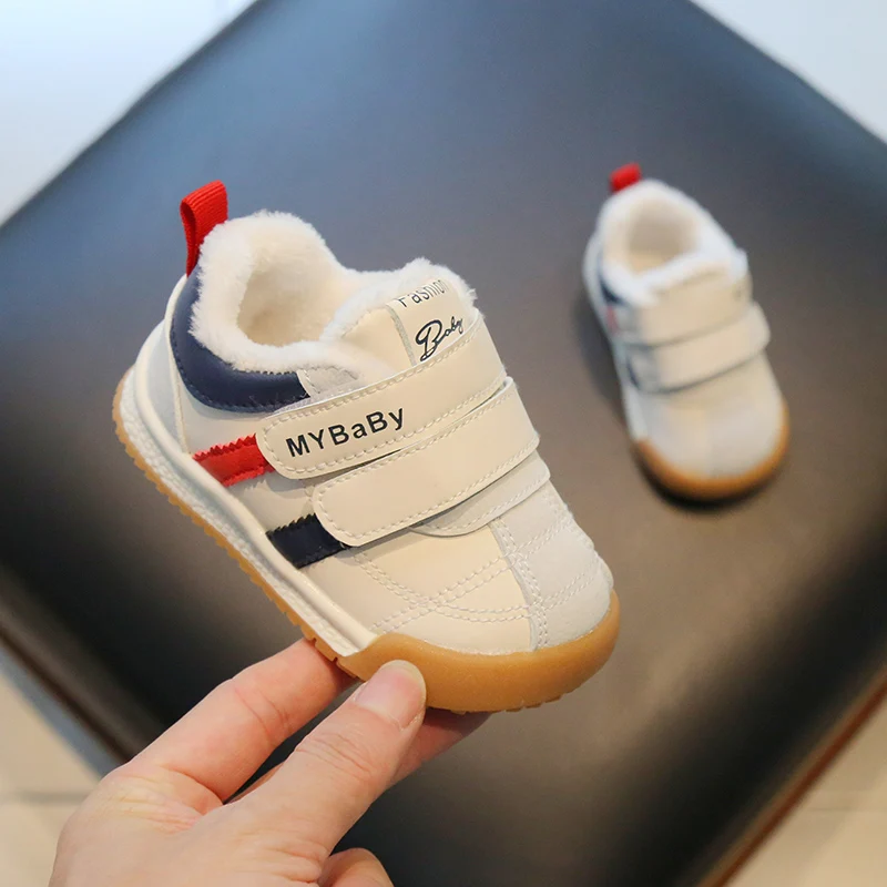 Newest Winter Walking Kids Shoes Soft Rubber Soled Sneakers Plush Fleece Toddler Baby Shoes details