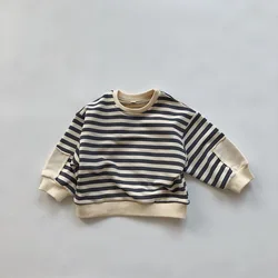 Wholesale cotton baby kids clothes sweatshirts striped long sleeve toddler boys clothing fashion baby jumper