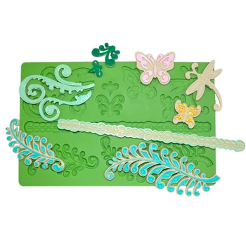 Fern leaf butterfly dragonfly silicone fondant mat cake decorating fondant gum paste icing molds