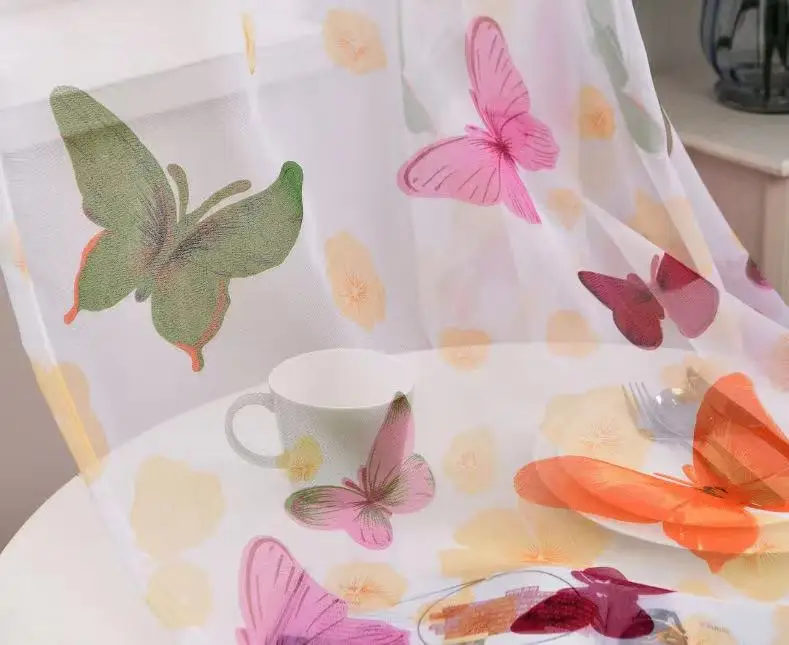 热销大蝴蝶窗装饰透明窗帘和窗帘布艺非洲蜡印