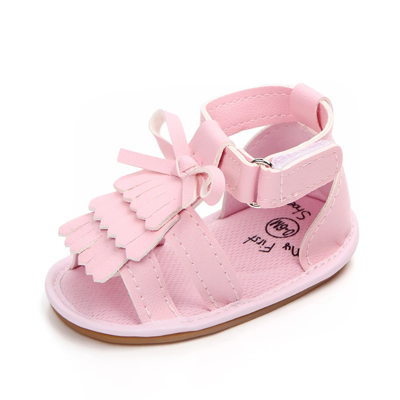Rubber sole hot summer PU Leather baby slipper baby girl shoes sandals