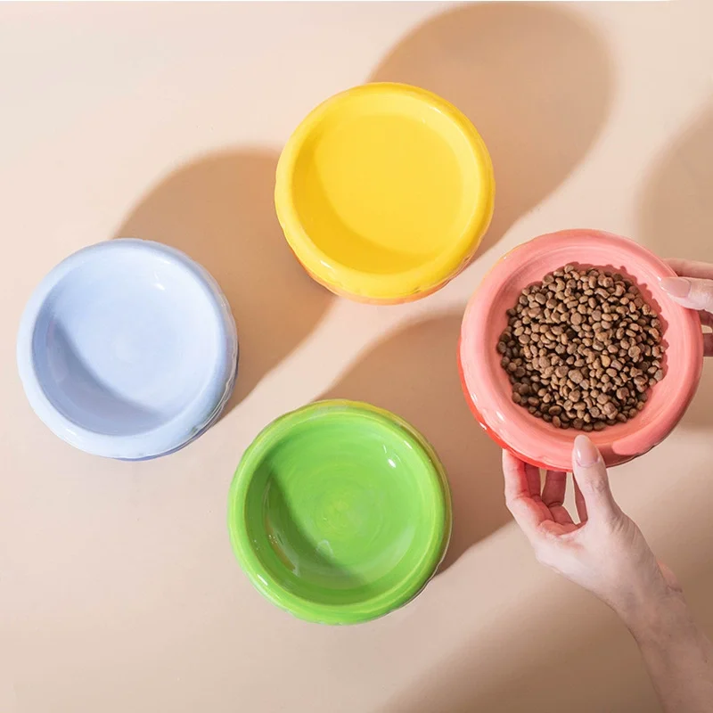 High quality ceramic pet bowl eating and drinking high foot bowl cervical protection cat dog bowl Pet supplies supplier
