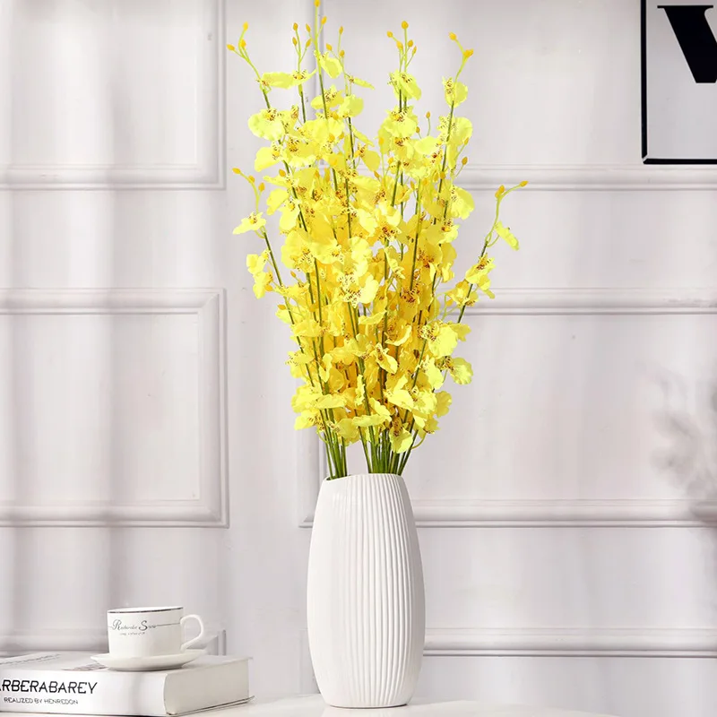NC 5 Fork Yellow Dancing Orchid Simulation Flower Fake Flower Hotel Wedding Home Decoration Soybean wenxin Orchid Yellow 8 NC 5 Fork Yellow Dancing Orchid Simulation Flower Fake Flower Hotel Wedding Home Decoration Soybean wenxin Orchid Yellow 8