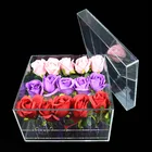 Clear Flower Box Acrylic Rose Flower Box Manufacturer Custom Square Clear Transparent Acrylic Flower Display Box