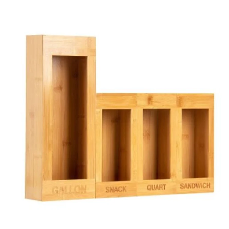 Multi Use Home Accessories Kitchen Storage Box Bamboo Ziplock Bag Storage Organizer for Drawer