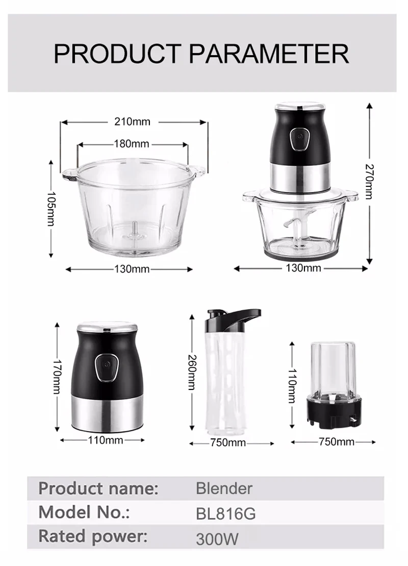 Household Food Chopper With Glass Bowl And Fruit Juicer Multifunctional