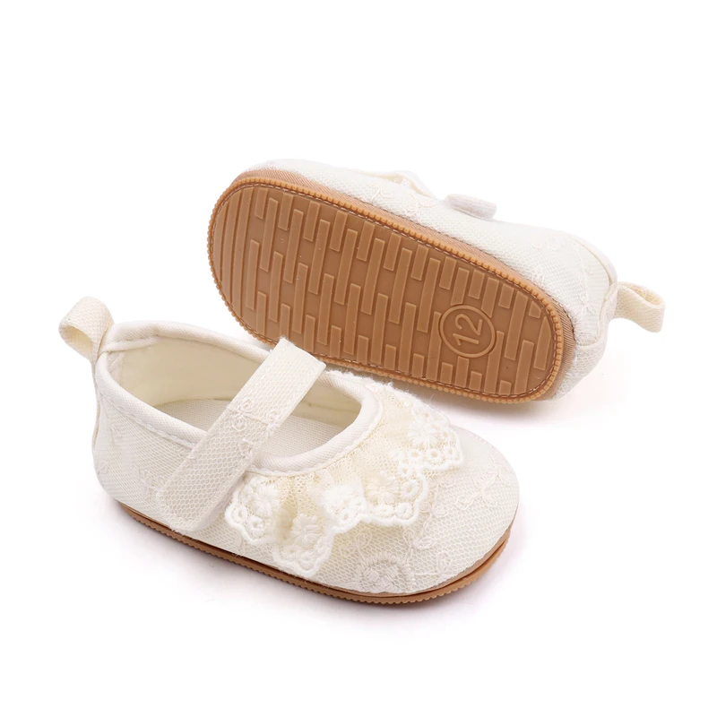 Spring and Autumn Solid Color Lace Lace Soft Soled Non-slip Baby Princess Shoes for Girls supplier
