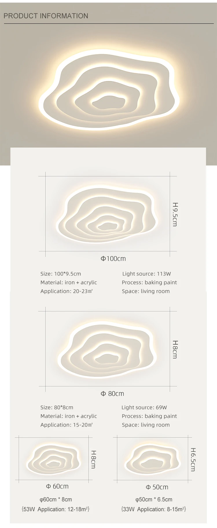 New Arrival Household Dimmable Lighting Bedroom Art Decorative Modern White Led Ceiling Light