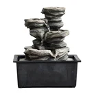 Rock Cascading Tabletop Fountain Zen Meditation Indoor Waterfall Feature With LED Light