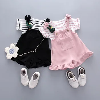 Female baby ins European and American girls clothes short-sleeved suit 0-3 years old children's clothes to map customization