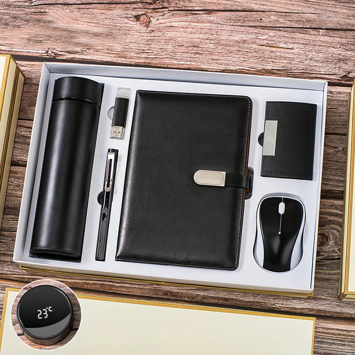 promotion business leather notebook gift set with
