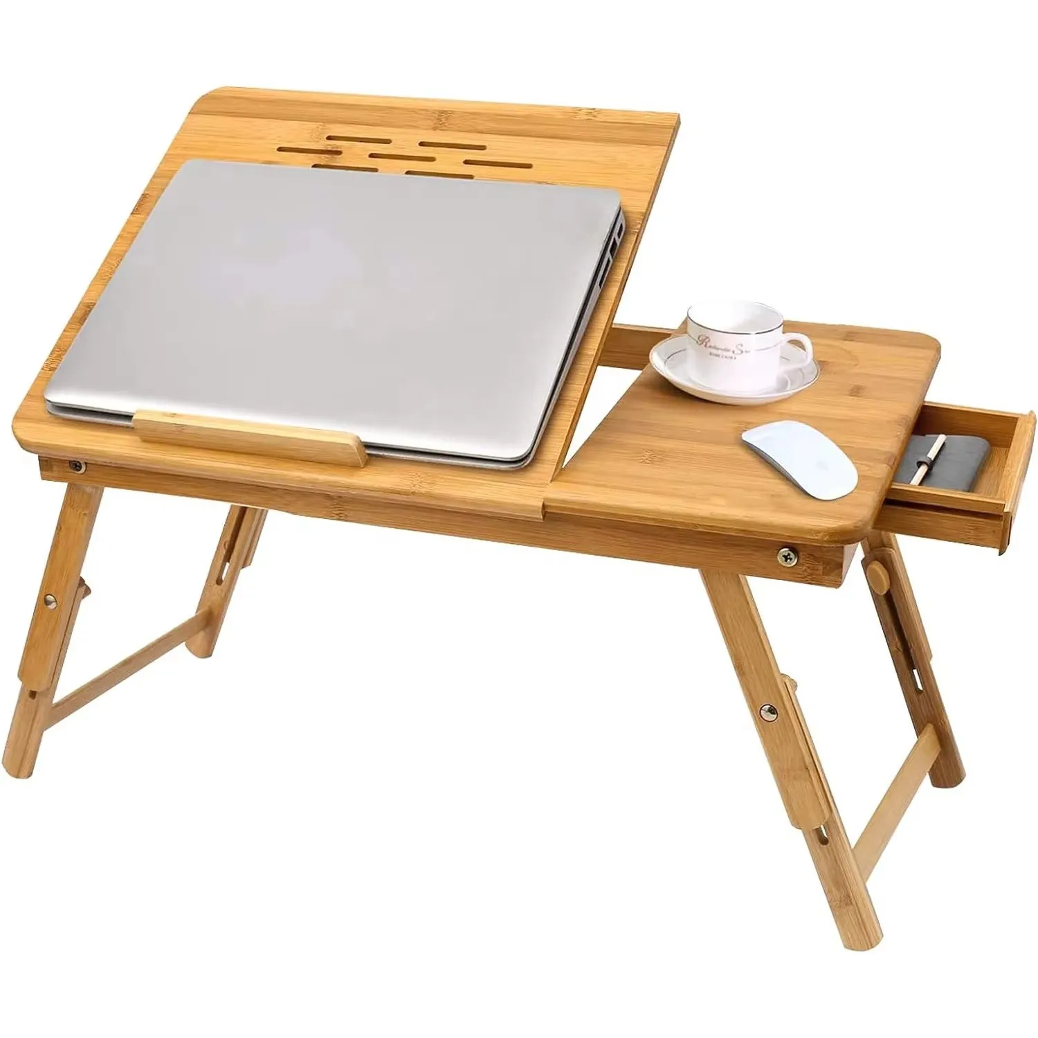 product bamboo foldable bed lazy table computer cooling table with drawers reading stand convenient mobile table for home-7