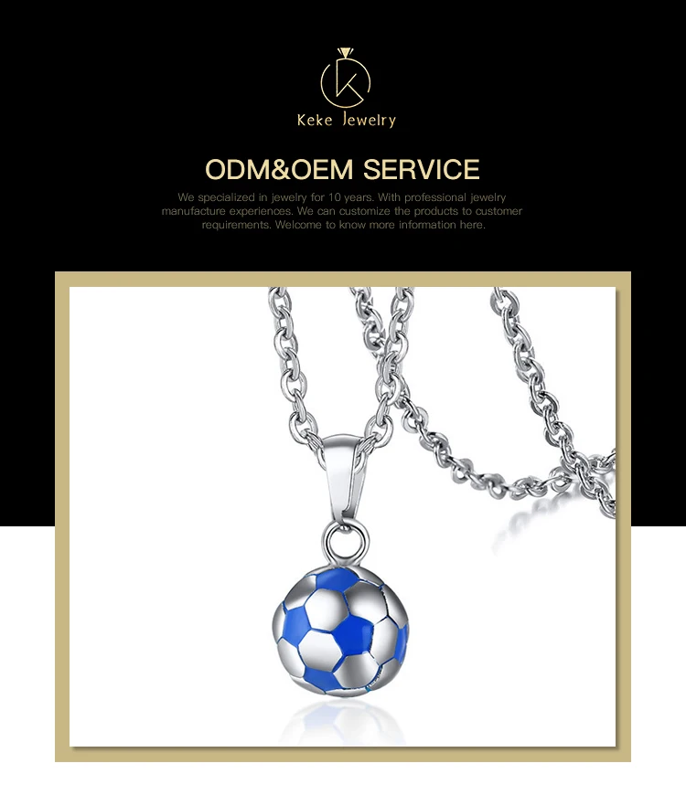Men's Pendant Stainless Steel Epoxy Sports Football Casting Pendant Titanium Steel Necklace Jewelry PN-1055