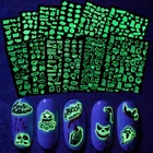 2021 Latest Halloween Nail Art Sticker Decal Pumpkin Ghost Glow In The Dark Nail Stickers