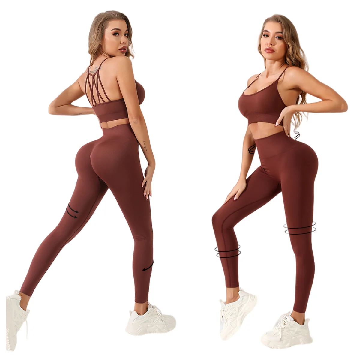 Quick-Drying Breathable Yoga Suit Fitness Set Sports Cross Strap Bra Back Lingerie Skinny Butt Lift Yoga Pant Set