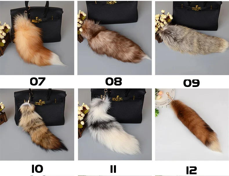 real fox fur tail fluffy fox fur tail keychain