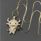 Silver Pendant Designer Taurus Animal Blue Rhinestone Silver Long Necklace Pendant For Women