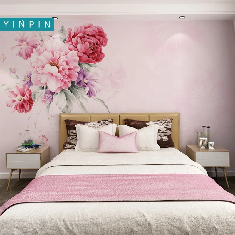 New Design Pink Rose Flower Custom Mural Wallpaper 3d For Bedroom Wall -  Buy Hot Wallpaper For Bedroom Walls,3d Flower Wallpaper For Home Decor,Flower  Wallpaper For Home Product on 
