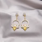 New Zircon Delicate Yellow Diamond Bee Animal Earrings Designer Earrings For Cute Girls Diamond Silver 925 Earrings