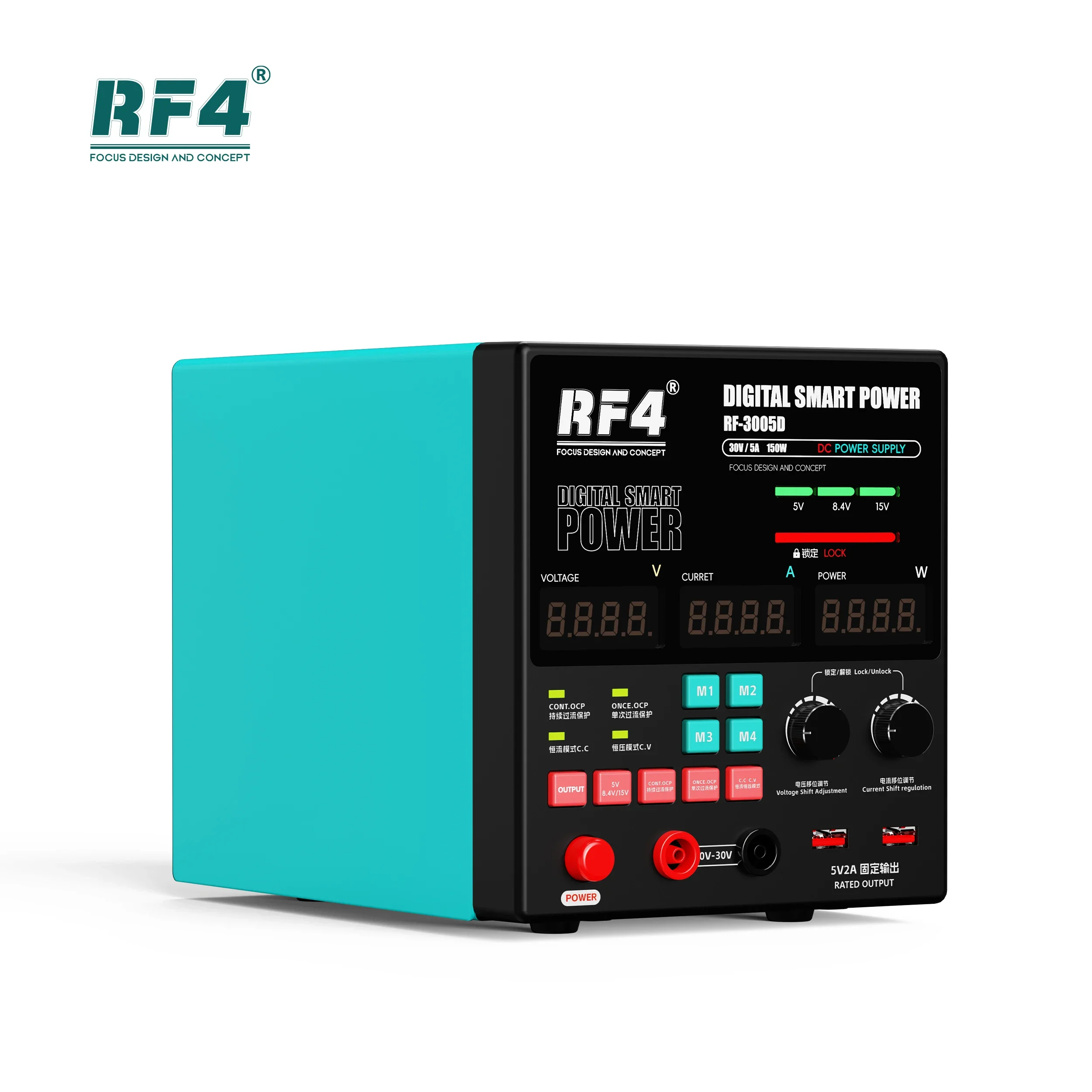 RF4 RF-3005D/RF-3005PRO 150W 30V 5A DC Regulated Digital Smart Multifunctional Power Supply Regulator Phone Sensing Automatic