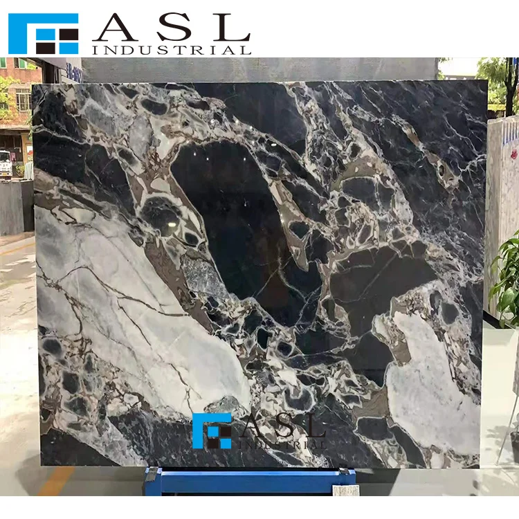 Breccia blue natural stone slab tile for Wall Floor Design