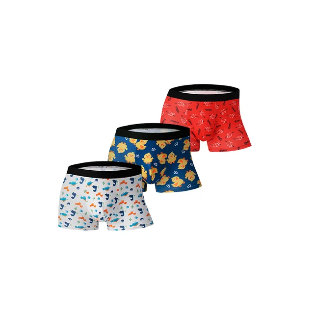 3PCS new cartoon printing ice feeling ice silk men's underwear soft and comfortable sports breathable fashion trend boxer briefs