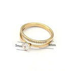 Ring Gold Plated Finger Ring High Quality 14K Gold Plated Round Zircon Bridal Nail Ring Women Girl