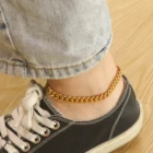 Anklet Chris April In Stock Trendy Design 316L Stainless Steel PVD Gold Plated Cuban Link Chain Anklet