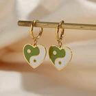 Earring Black Earrings Earrings Designer Inspired Yin Yang Earring Enamel Black White Heart Earrings