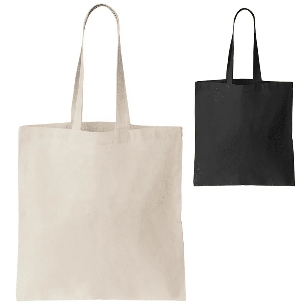 100 Plain Eco Natural Cotton Calico Shopping Bag/Totes with long handles 