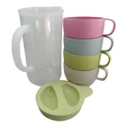 Cup Handle Wholesale 4pcs A Set 1600ml Bpa Free Eco Friendly Wheat Straw Cup With Handle