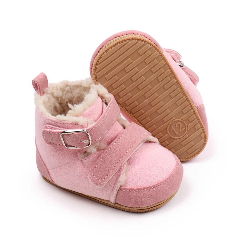 Double Inline Winter Warm Baby Chunky Plush Underlining Warm Toddler Cotton Boots supplier