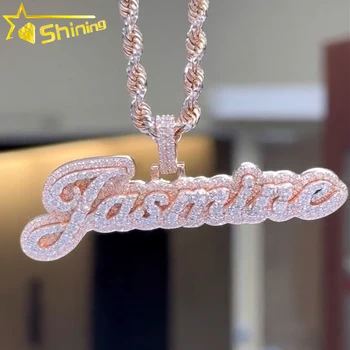 Custom name charms 18K Gold Plated Hip Hop Diamond Jewelry 925 Sterling Silver VVS Moissanite Personalized Name Pendant