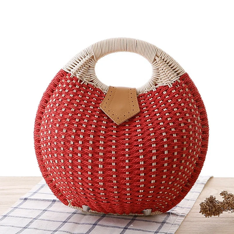 Wholesale Shell straw bag Lovely Rattan Woven Ladies Bags Summer Straw Beach Bag