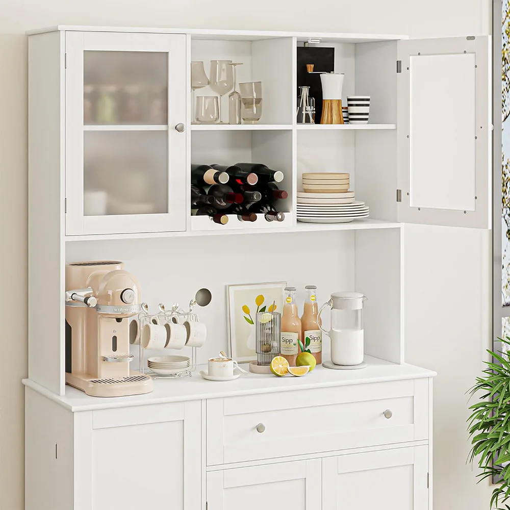 Kitchen China Modern Buffet Hutch Cabinets with Microwave Stand Food Pantry Cabinet with Doors and Shelves manufacture