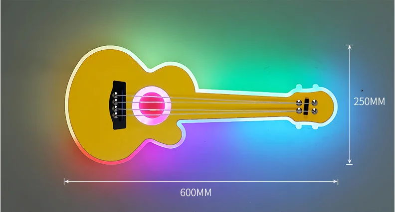 Children Guitar Ceiling Lamp Remote Control Kids Room Bar Home Party Dimmable Atmosphere RGB Led Ceiling Chandelier