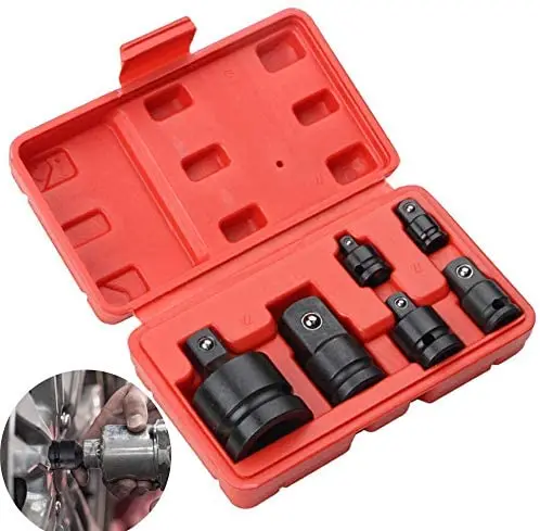 Impact Converter Adapter Socket Set 8Pcs 1/4 3/8 1/2 3/4 1 Socket Reducer Converter Adapter Set Quality Chrome-Molybdenum Steel Convertor Adaptor Set with Compact Case for Professional Tool