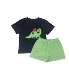 Kids Kids Sets 2020 New Wholesale Cool Dinosaur Applique Baby Boys Clothing Set Soft Cotton Kids Boy Summer Sets