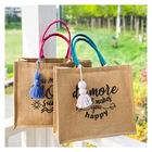 Tote Bag Tote Eco Custom Printed Laminated Reusable Shopping Burlap Jute Tote Bag With Custom Logo