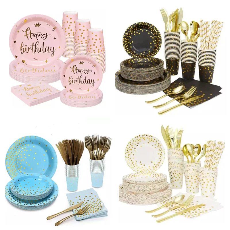 Party Supplies Free Sample Custom Printed Disposable Birthday Event Theme Party Tableware Sets With party balloons